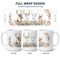 Reindeer Morning Coffee Ceramic Coffee Mug 15 oz Decorative Large C Handle Mug Cup for Tea, Cocoa Hot Chocolate