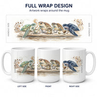 Sea Turtles Morning Coffee Ceramic Coffee Mug 15 oz Decorative Large C Handle Mug Cup for Tea, Cocoa Hot Chocolate