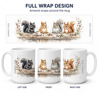 Squirrels Morning Coffee Ceramic Coffee Mug 15 oz Decorative Large C Handle Mug Cup for Tea, Cocoa Hot Chocolate