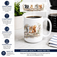 Squirrels Morning Coffee Ceramic Coffee Mug 15 oz Decorative Large C Handle Mug Cup for Tea, Cocoa Hot Chocolate