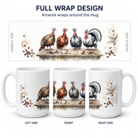 Turkeys Morning Coffee Ceramic Coffee Mug 15 oz Decorative Large C Handle Mug Cup for Tea, Cocoa Hot Chocolate