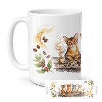 Abyssinian Cats Morning Coffee Ceramic Coffee Mug 15 oz Decorative Large C Handle Mug Cup for Tea, Cocoa Hot Chocolate
