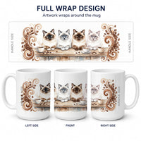 Birman Cats Morning Coffee Ceramic Coffee Mug 15 oz Decorative Large C Handle Mug Cup for Tea, Cocoa Hot Chocolate