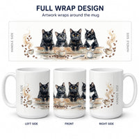 Black Cats Morning Coffee Ceramic Coffee Mug 15 oz Decorative Large C Handle Mug Cup for Tea, Cocoa Hot Chocolate