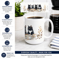 Black Cats Morning Coffee Ceramic Coffee Mug 15 oz Decorative Large C Handle Mug Cup for Tea, Cocoa Hot Chocolate