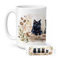 Bombay Cats Morning Coffee Ceramic Coffee Mug 15 oz Decorative Large C Handle Mug Cup for Tea, Cocoa Hot Chocolate