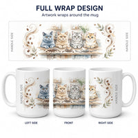 British Shorthair Cats Morning Coffee Ceramic Coffee Mug 15 oz Decorative Large C Handle Mug Cup for Tea, Cocoa Hot Chocolate