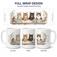 Brown Tabby Cats Morning Coffee Ceramic Coffee Mug 15 oz Decorative Large C Handle Mug Cup for Tea, Cocoa Hot Chocolate