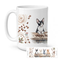 Cornish Rex Cats Morning Coffee Ceramic Coffee Mug 15 oz Decorative Large C Handle Mug Cup for Tea, Cocoa Hot Chocolate