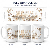 Cream Cats Morning Coffee Ceramic Coffee Mug 15 oz Decorative Large C Handle Mug Cup for Tea, Cocoa Hot Chocolate