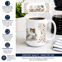 Exotic Shorthair Cats Morning Coffee Ceramic Coffee Mug 15 oz Decorative Large C Handle Mug Cup for Tea, Cocoa Hot Chocolate