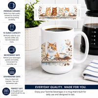Orange Tabby Cats Morning Coffee Ceramic Coffee Mug 15 oz Decorative Large C Handle Mug Cup for Tea, Cocoa Hot Chocolate