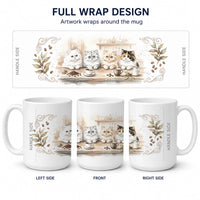 Persian Cats Morning Coffee Ceramic Coffee Mug 15 oz Decorative Large C Handle Mug Cup for Tea, Cocoa Hot Chocolate