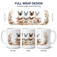 Siamese Cats Morning Coffee Ceramic Coffee Mug 15 oz Decorative Large C Handle Mug Cup for Tea, Cocoa Hot Chocolate