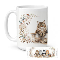 Siberian Cats Morning Coffee Ceramic Coffee Mug 15 oz Decorative Large C Handle Mug Cup for Tea, Cocoa Hot Chocolate