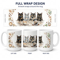 Tortoiseshell Cats Morning Coffee Ceramic Coffee Mug 15 oz Decorative Large C Handle Mug Cup for Tea, Cocoa Hot Chocolate