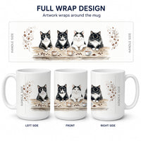 Tuxedo Cats Morning Coffee Ceramic Coffee Mug 15 oz Decorative Large C Handle Mug Cup for Tea, Cocoa Hot Chocolate