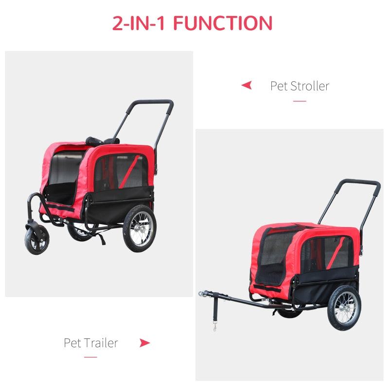 2-in-1, 3 Wheel Pet Jogging Stroller Bike Trailer - BIG FRENCHIES
