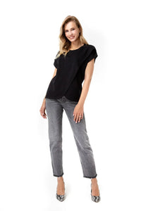 Handy Crossover Short Sleeve Cotton Maternity/Nursing Top - BIG FRENCHIES