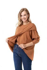 Let Loose Crossover Long Sleeve Maternity/Nursing Knit Top - BIG FRENCHIES