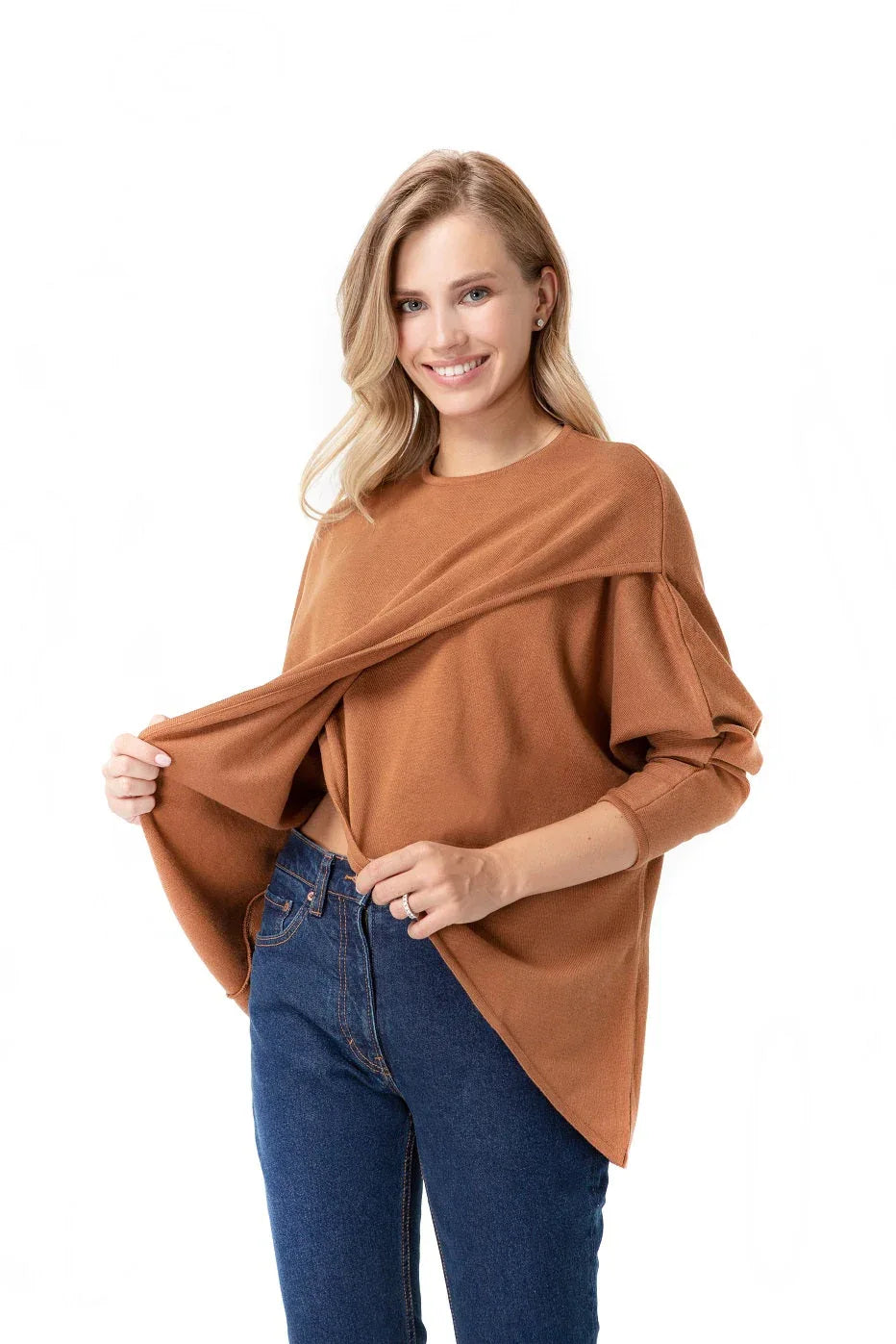Let Loose Crossover Long Sleeve Maternity/Nursing Knit Top - BIG FRENCHIES