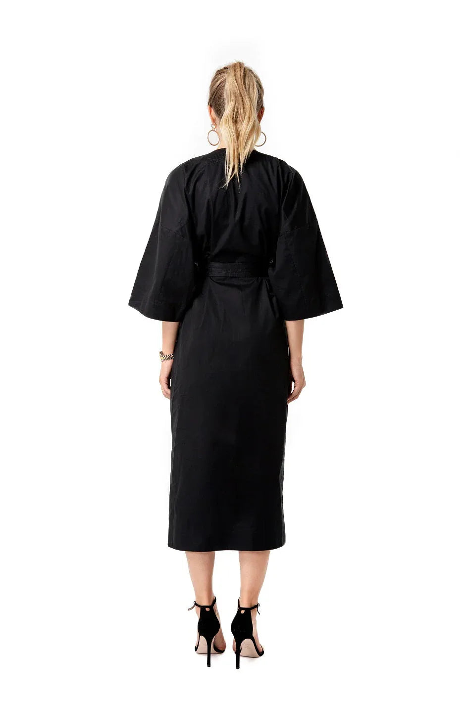 Amaterasu Tie Belt Maternity/Nursing Wrap Midi Dress - BIG FRENCHIES