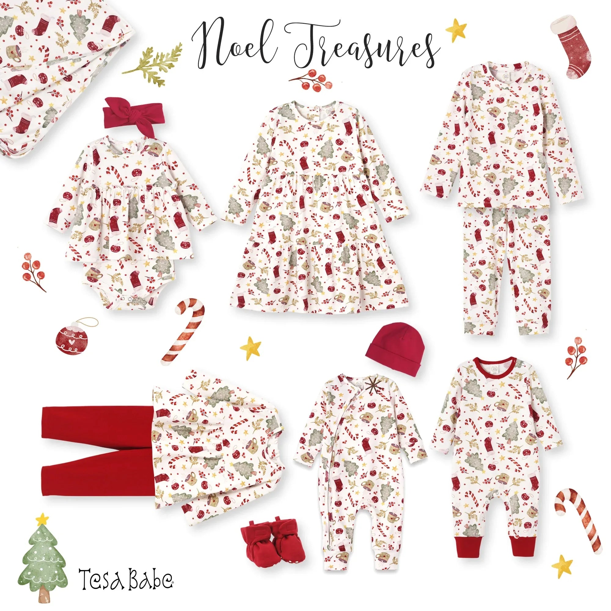 Baby Holiday Bamboo Romper – Christmas Print One-Piece - Noel - BIG FRENCHIES