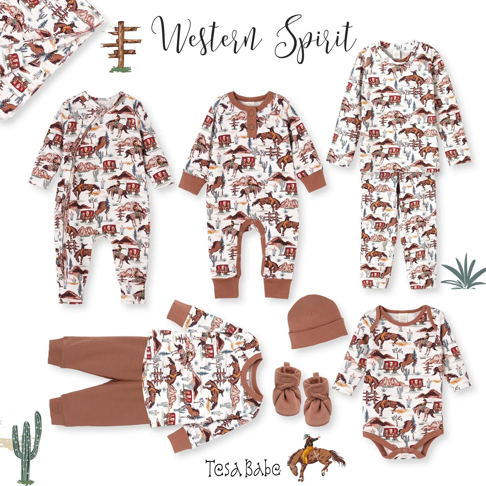Cowboy Western Spirit Baby Boy Bamboo Zipper Romper - BIG FRENCHIES