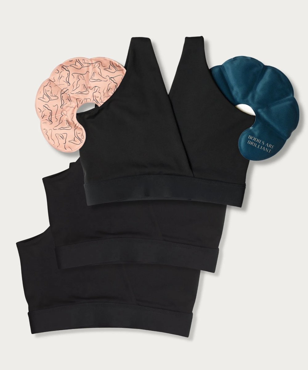 FourthWear Postpartum Bralette set of 3 + Breast Ice and Heat Therapy Packs Saver Set