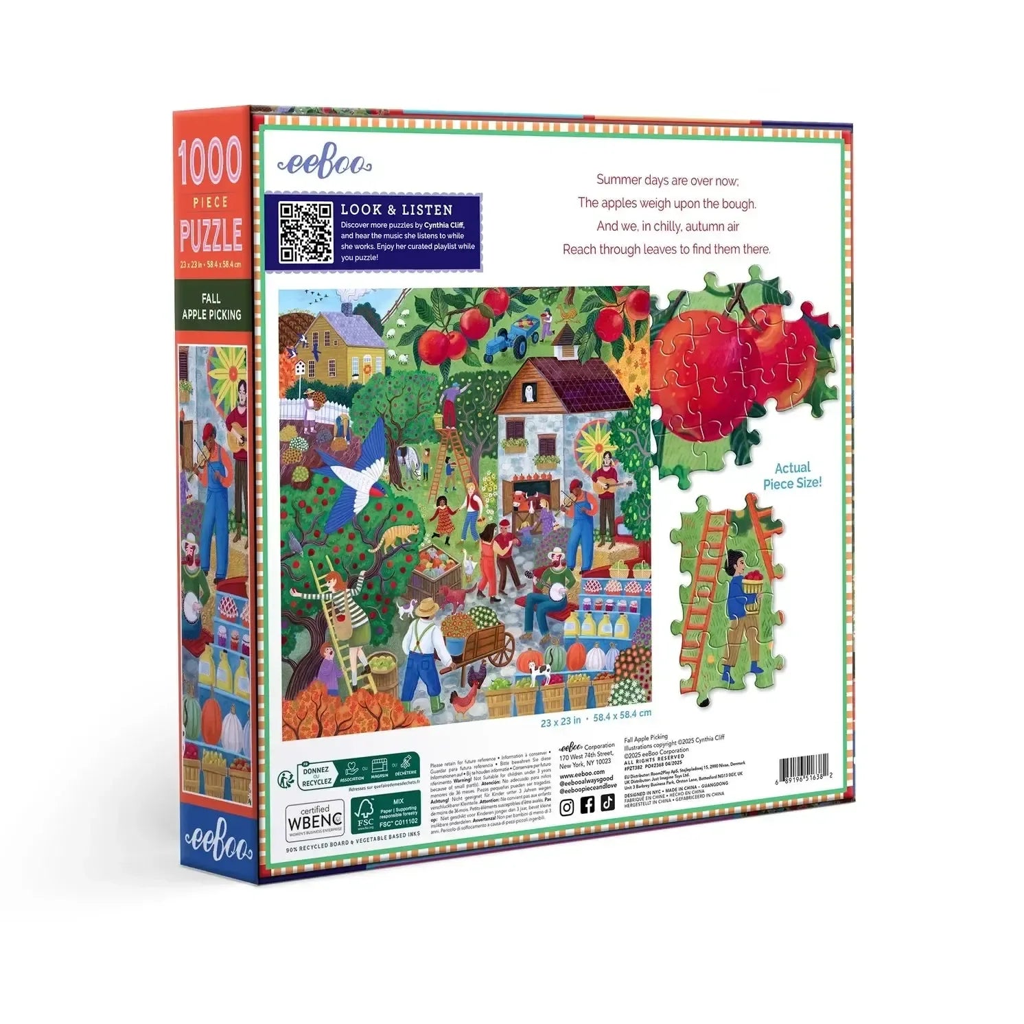 Fall Apple Picking 1000 Piece Jigsaw Puzzle eeBoo - BIG FRENCHIES