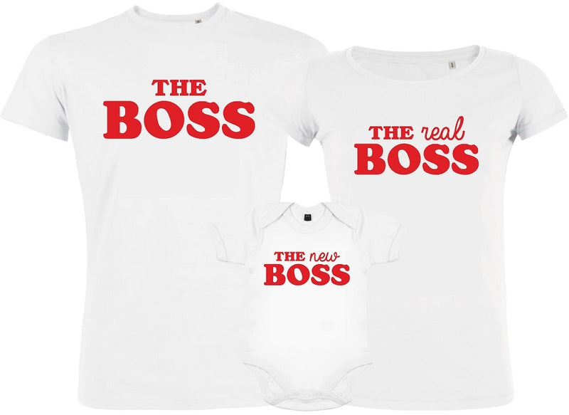 The boss The real boss The New Boss Matching Family Organic Tees (Set of 3)