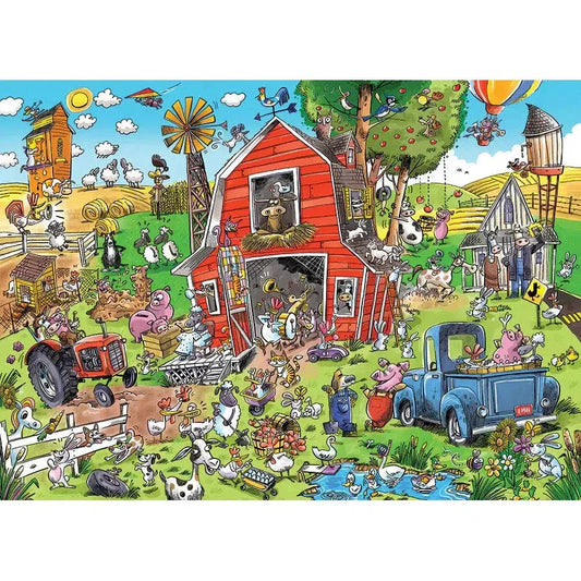 Farmyard Folly Doodle Town 1000 Piece Jigsaw Puzzle Cobble Hill - BIG FRENCHIES