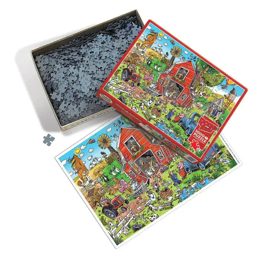 Farmyard Folly Doodle Town 1000 Piece Jigsaw Puzzle Cobble Hill - BIG FRENCHIES