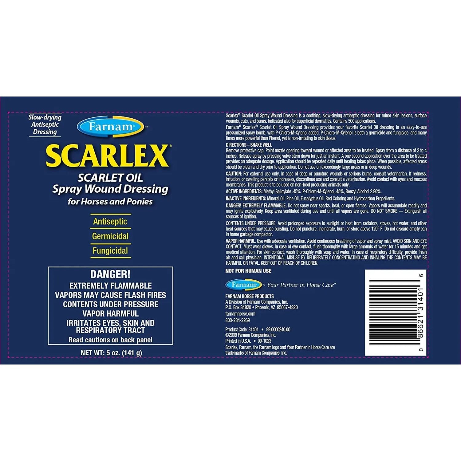 Farnam Scarlex Oil Spray Wound Dressing for Horses 5 oz.