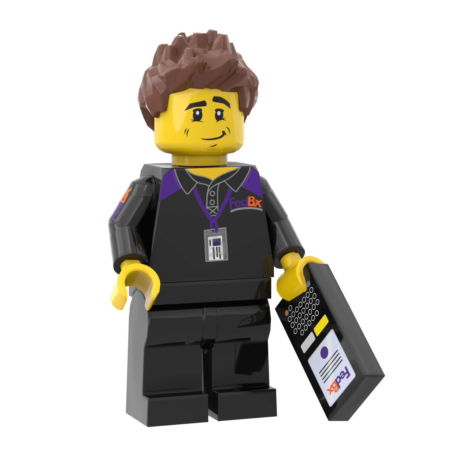 FedBx Delivery Driver (Male) -  Custom Printed Minifig - Made Using LEGO® Parts