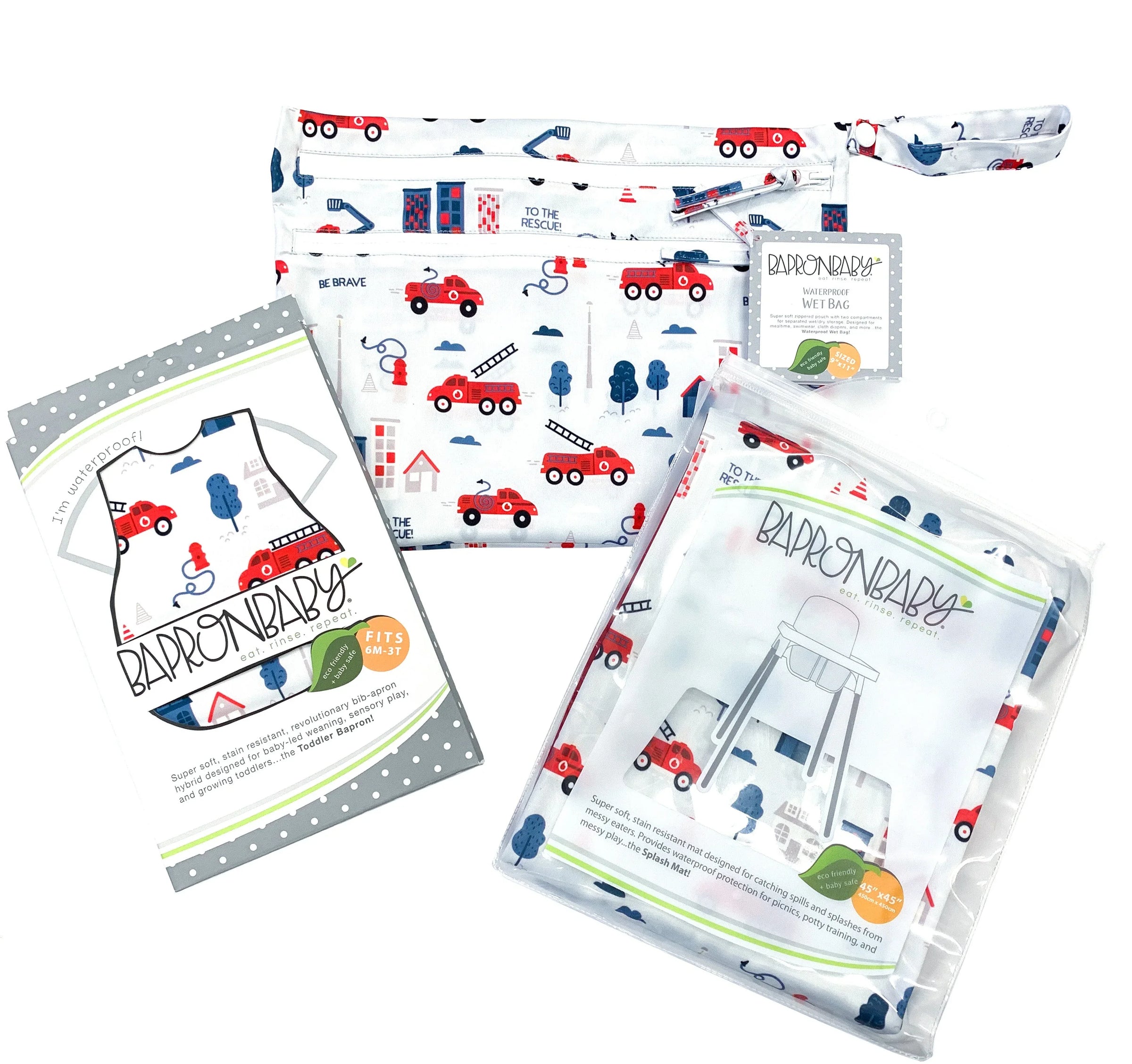 Be Brave - Firefighter - Waterproof Wet Bag (For mealtime, on-the-go, and more!) - BIG FRENCHIES