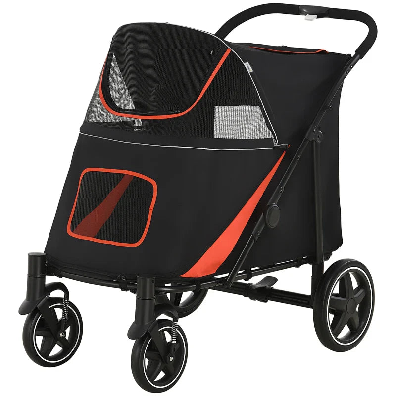 One-Click Foldable Stroller for Large Medium Small Dogs, Pet, Cats with Storage - BIG FRENCHIES