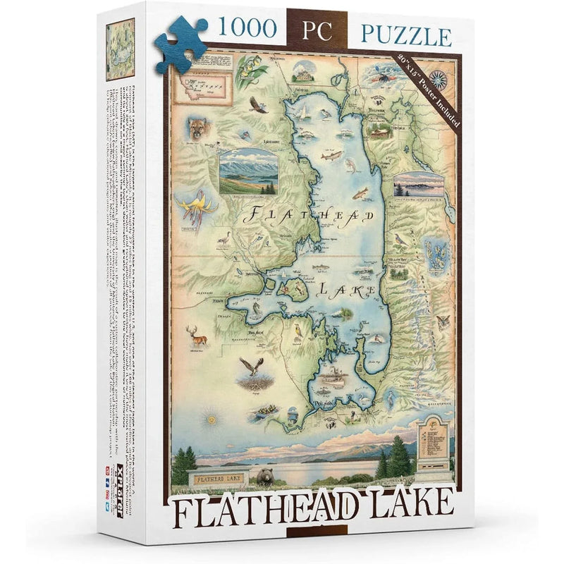 Flathead Lake 1000 Piece Jigsaw Puzzle Xplorer Maps - BIG FRENCHIES