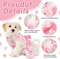 Floral Dog Dress Set Bow Summer Puppy Skirt Outfit Small Dogs Cats 5 Pack