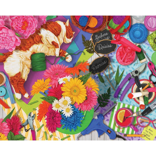 Flower Shop Feline 1000 Piece Jigsaw Puzzle Springbok - BIG FRENCHIES