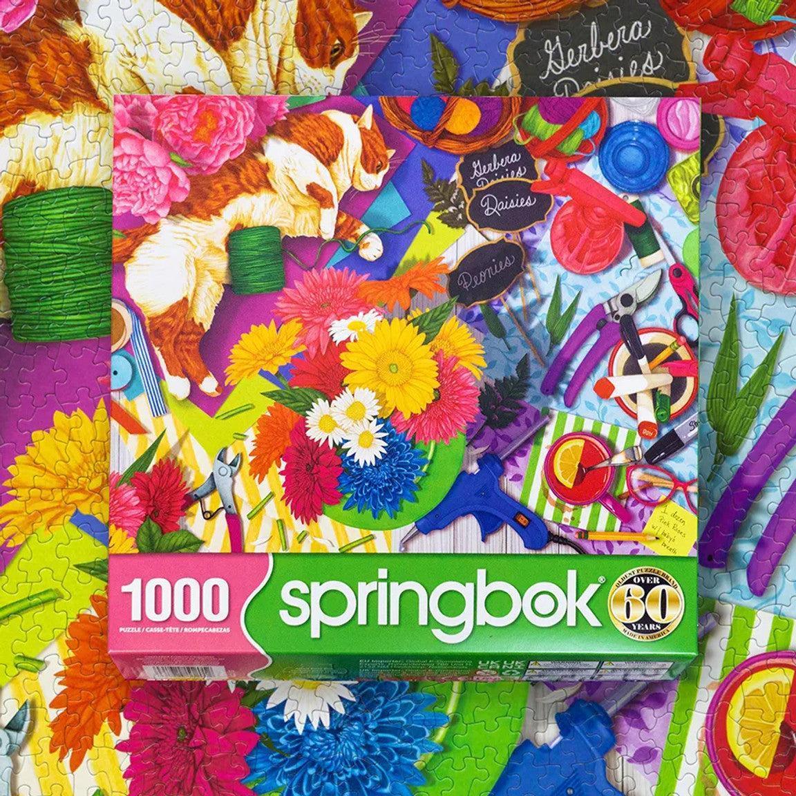Flower Shop Feline 1000 Piece Jigsaw Puzzle Springbok - BIG FRENCHIES