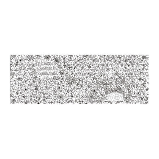 Flowers In Your Hair Color-In 1000 Piece Panoramic Jigsaw Puzzle Galison