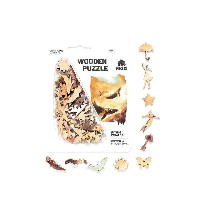 Flying Whales 40 Piece Mini Wooden Jigsaw Puzzle Geek Toys - BIG FRENCHIES
