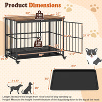 Foldable Dog Crate Furniture with Removable Tray and Lockable Door