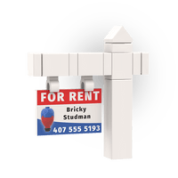 "For Rent" Realtor Sign and Post - Custom Printed Mini Build Set - Made Using LEGO® parts