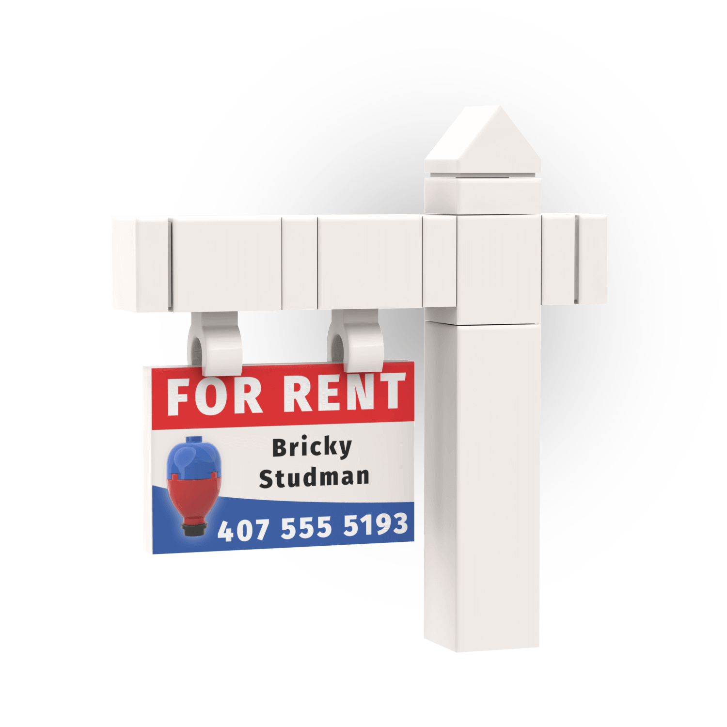 "For Rent" Realtor Sign and Post - Custom Printed Mini Build Set - Made Using LEGO® parts