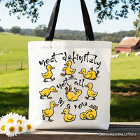Funny Ducks Not All in a Row Sarcastic Canvas Tote Bag, Mental Health Motivational Gift Shopper