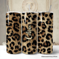 Wild Leopard Spot Pattern 20oz Personalized Tumbler With Lid and Stainless Steel Straw, Stylish Wildlife Gift Cup
