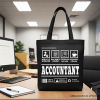Accountant Nutrition Facts Tote Bag, Bookkeeper Humor Gift Shopper