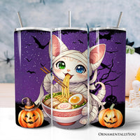 Kawaii Halloween Ramen Sphynx Cat 20oz Personalized Tumbler With Lid and Stainless Steel Straw, Japanese Anime Gift Cup